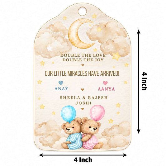 Baby Shower & Birth Announcement Gift Tags in Twin Baby Design