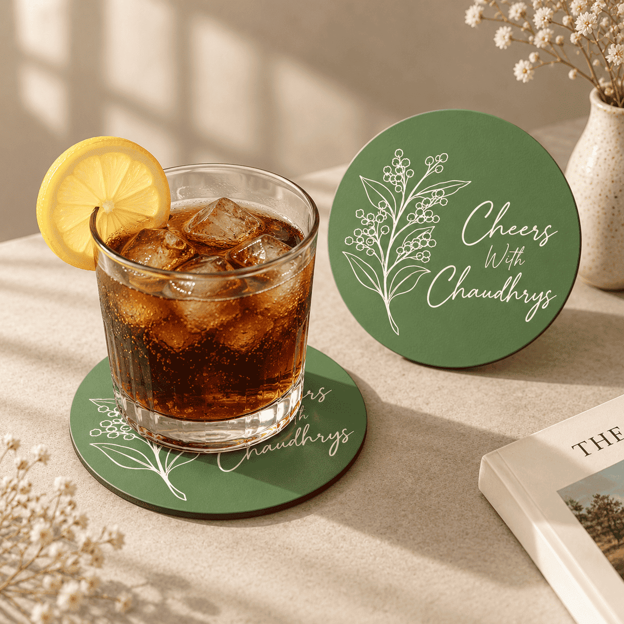 Personalised Coasters - Cheers in Bloom - Set of 6