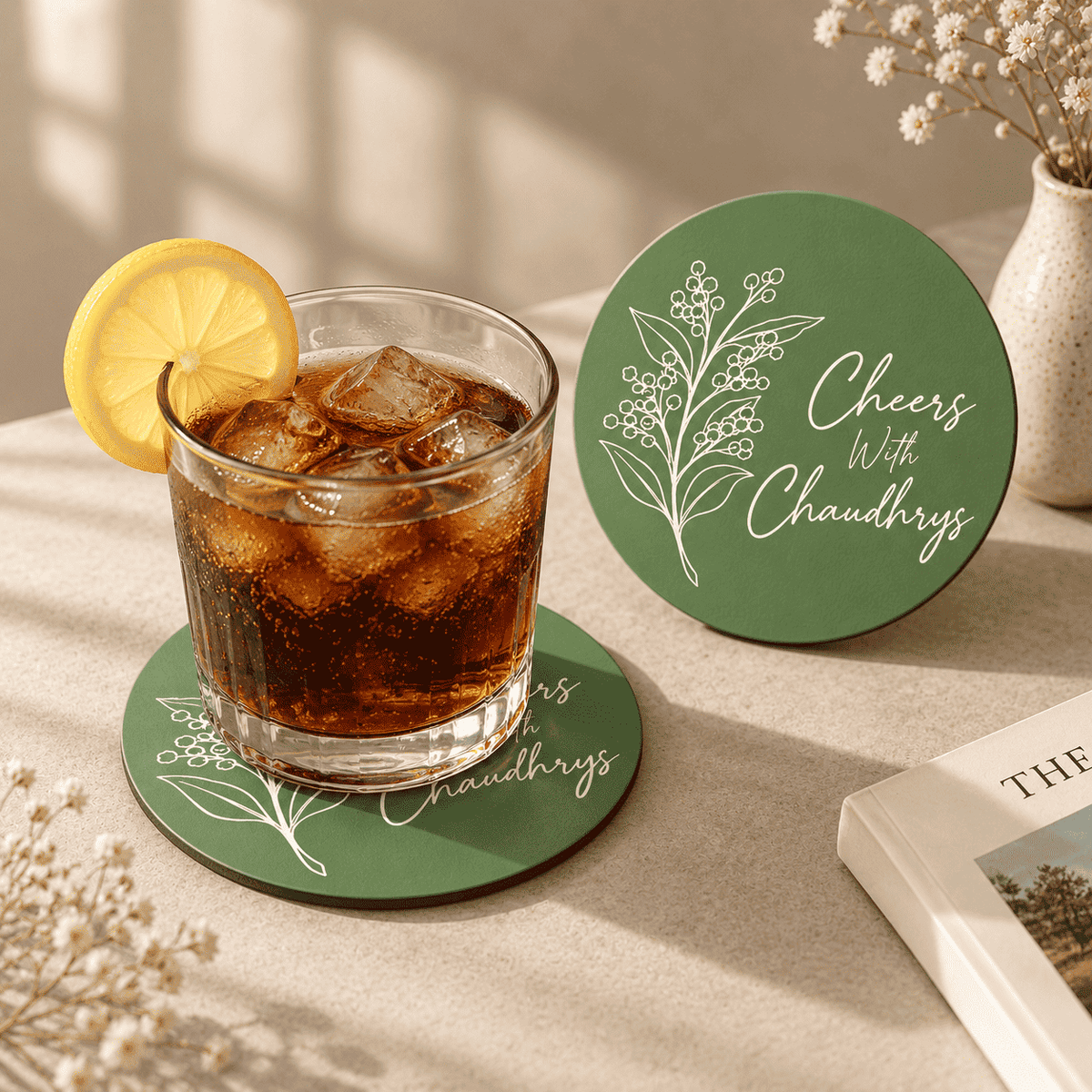 Personalised Coasters - Cheers in Bloom - Set of 6 - Chatterbox Labels-Coasters