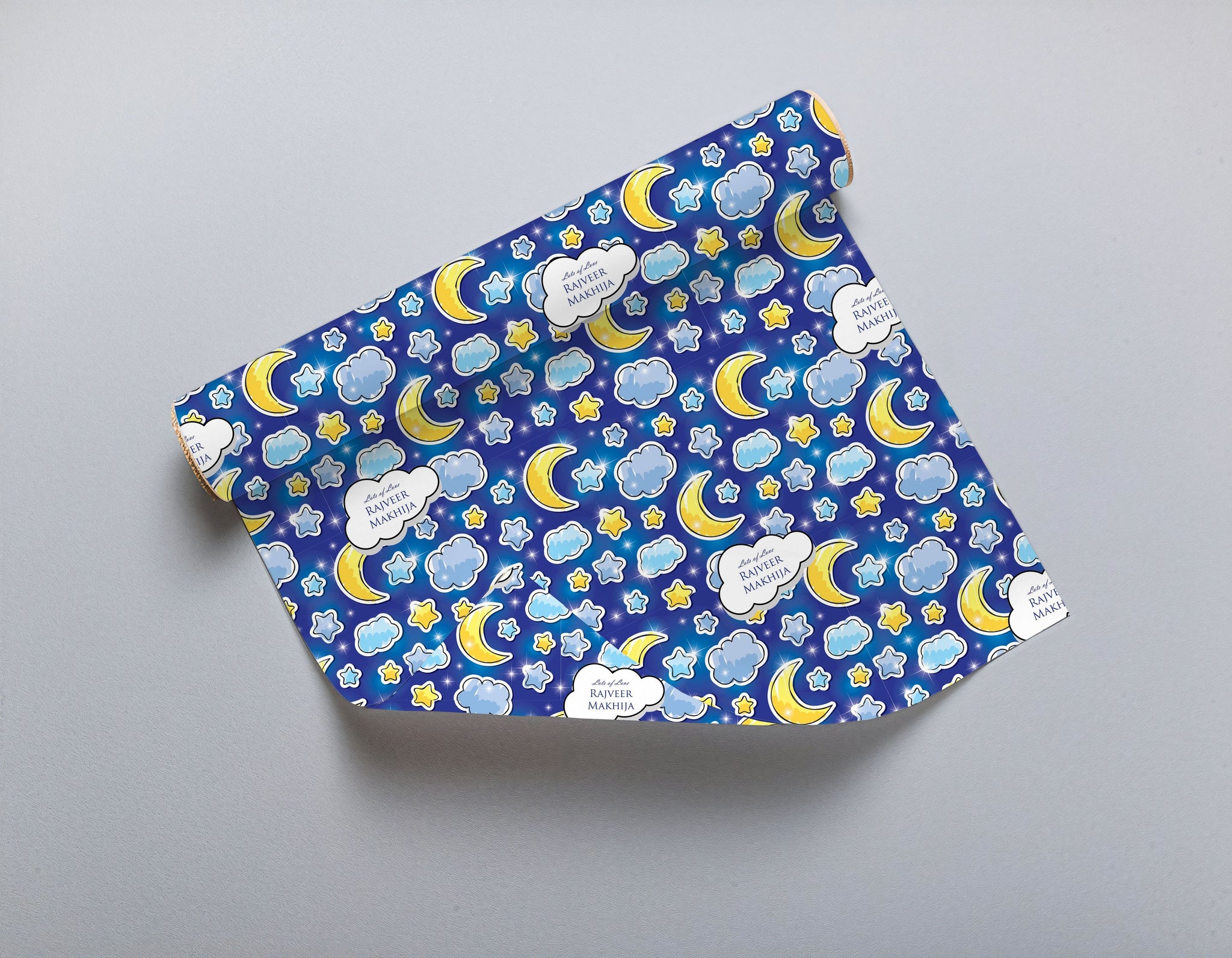 Personalised Gift Wrapping Paper- Blue Sky Theme Chatterbox Labels