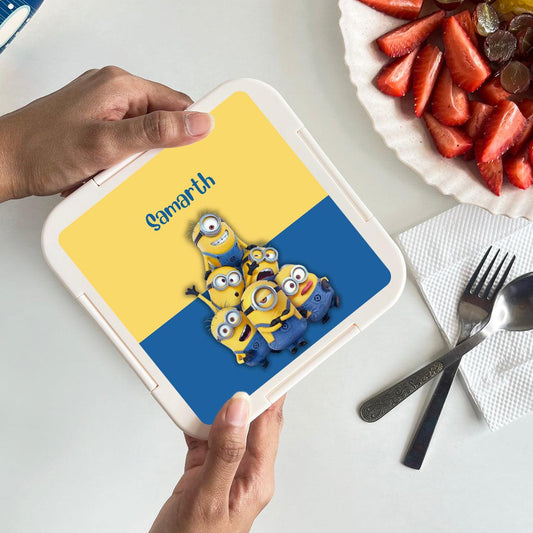 Custom Snack Box & Lunch Box for kids - Minion Design - Chatterbox Labels - Lunch Box