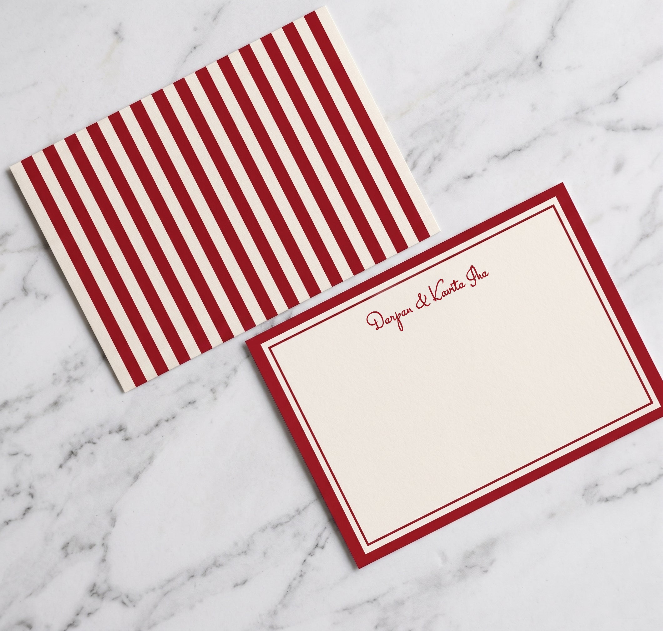 Personalised Note Cards With Envelopes - Crimson Classic