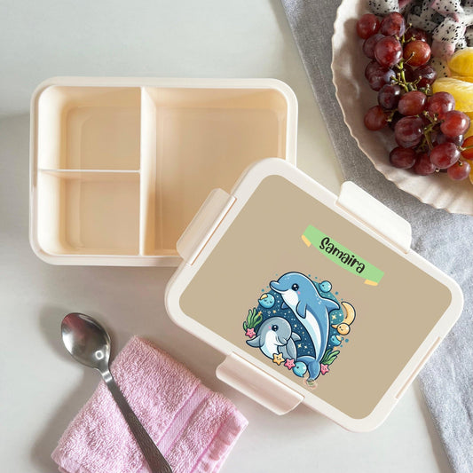 Custom Snack Box & Lunch Box for kids - Dolphin Design - Chatterbox Labels - Lunch Box