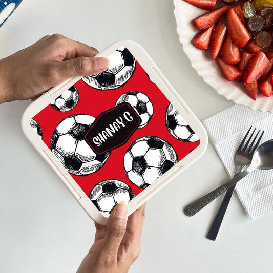 Custom Snack Box & Lunch Box for kids - Football Design - Chatterbox Labels - Lunch Box