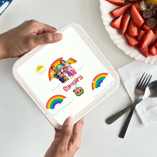 Custom Snack Box & Lunch Box for kids - Cocomelon Design - Chatterbox Labels - Lunch Box