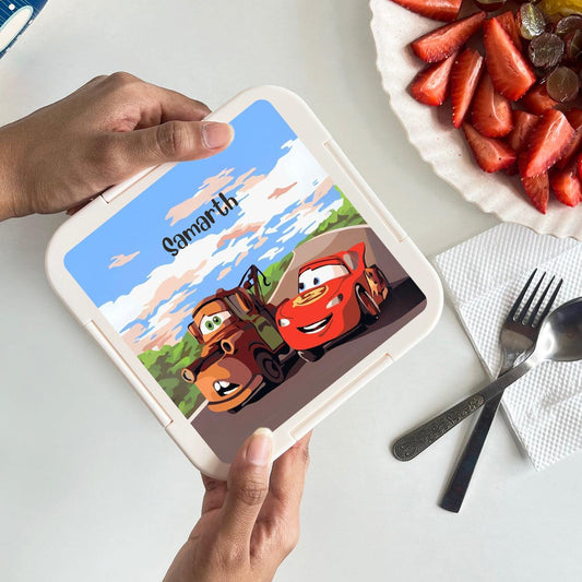 Custom Snack Box & Lunch Box for kids - Cars Theme - Chatterbox Labels - Lunch Box