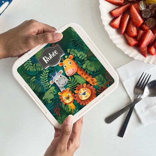 Custom Snack Box & Lunch Box for kids - Jungle Safari Theme - Chatterbox Labels - Lunch Box
