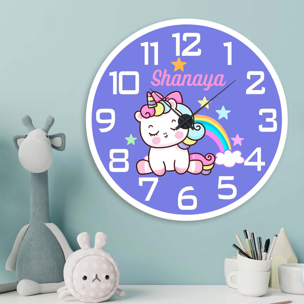 Personalised Wall Clock - Unicorn Wish Clock Chatterbox Labels