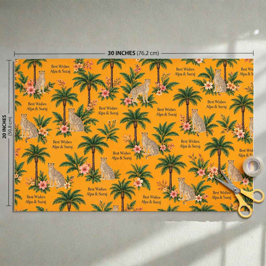 Custom Happy Diwali Gift Wrapping Paper - Golden Safari Design