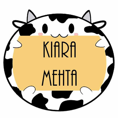 Waterproof Personalised Custom Shape Stickers - Cute Cow Shape - Set of 25 - Chatterbox Labels - Design Labels & Stickers