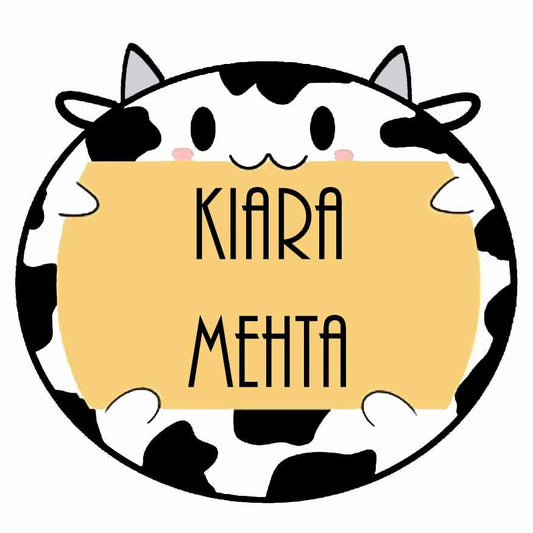 Waterproof Personalised Custom Shape Stickers - Cute Cow Shape - Set of 25 - Chatterbox Labels - Design Labels & Stickers