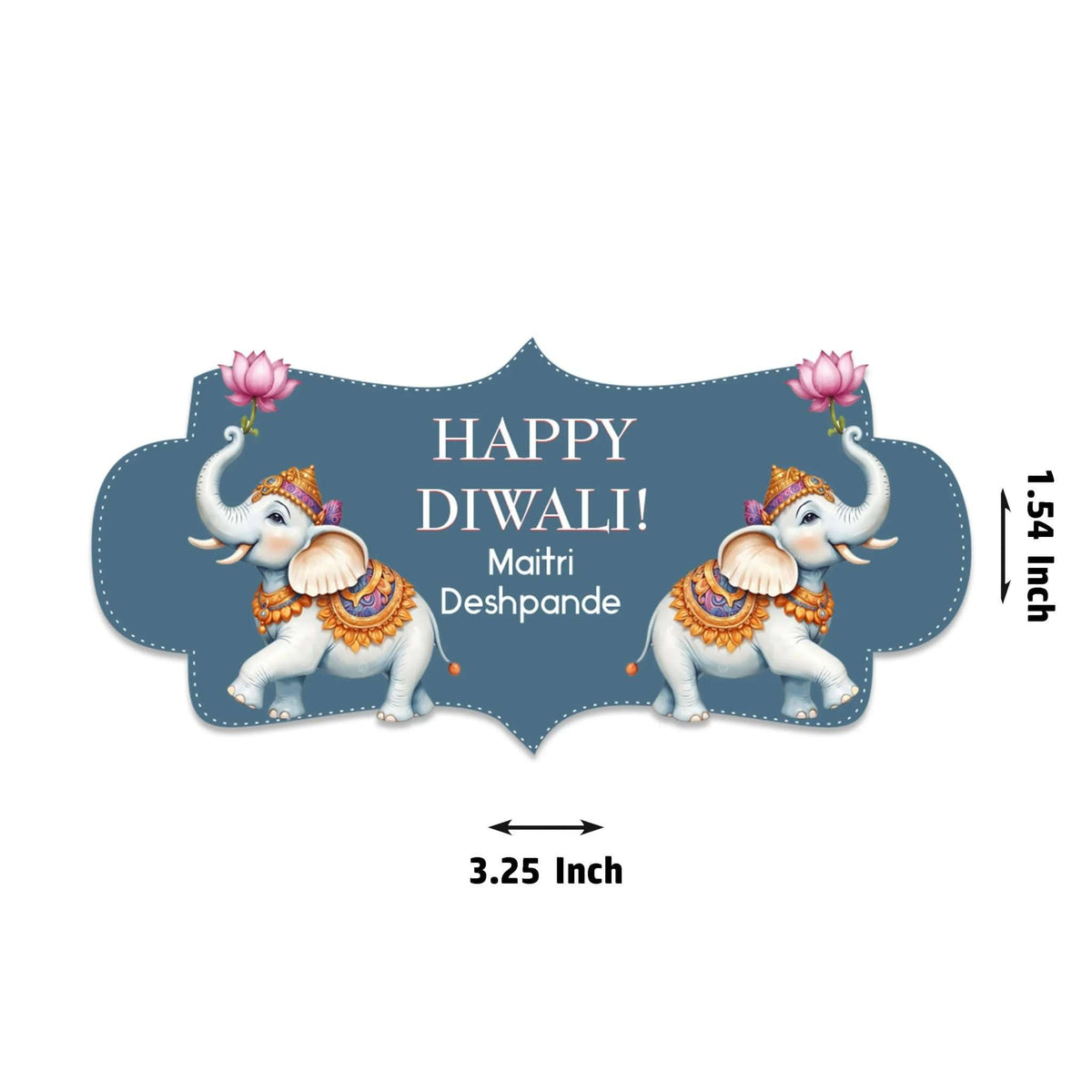 Happy Diwali Gift Tags/Gift Labels - Die - Cut Shape - Sacred Lotus Duo Design - Chatterbox Labels - Gift Tags