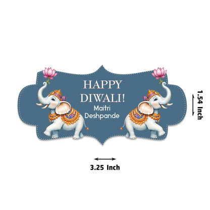 Happy Diwali Gift Tags/Gift Labels - Die - Cut Shape - Sacred Lotus Duo Design - Chatterbox Labels - Gift Tags