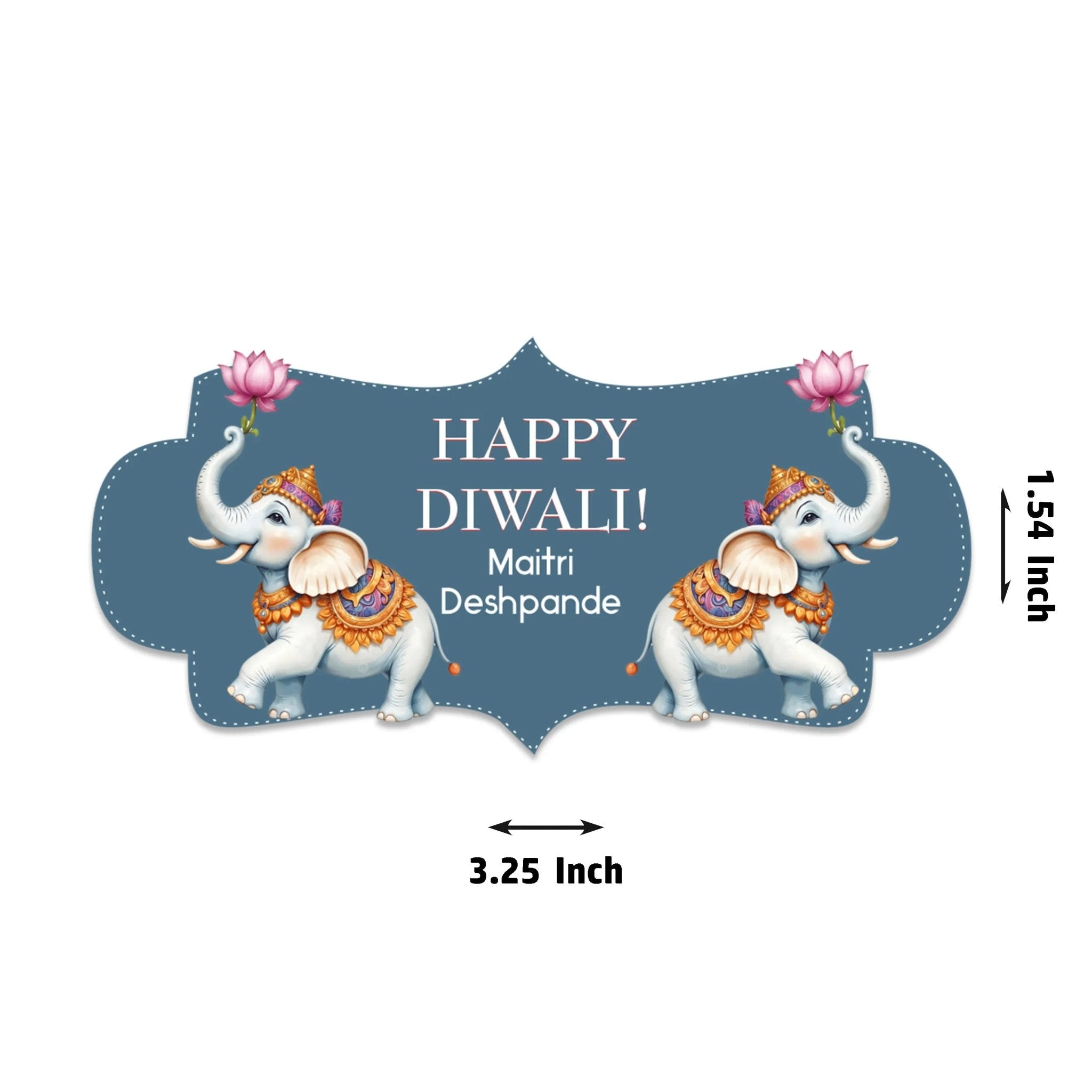 Happy Diwali Gift Tags/Gift Labels - Die - Cut Shape - Sacred Lotus Duo Design - Chatterbox Labels - Gift Tags
