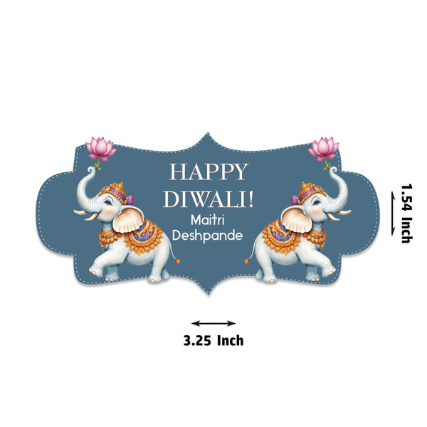 Happy Diwali Gift Tags/Gift Labels - Die - Cut Shape - Sacred Lotus Duo Design - Chatterbox Labels - Gift Tags
