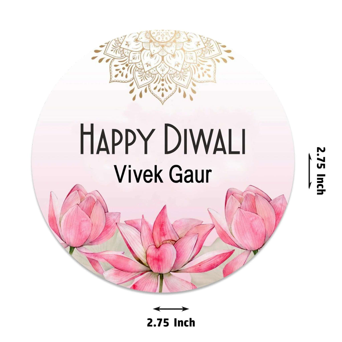 Happy Diwali Gift Tags/Gift Labels - Die - Cut Shape - Lotus Radiance Design - Chatterbox Labels - Gift Tags