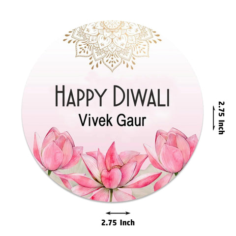 Happy Diwali Gift Tags/Gift Labels - Die - Cut Shape - Lotus Radiance Design - Chatterbox Labels - Gift Tags