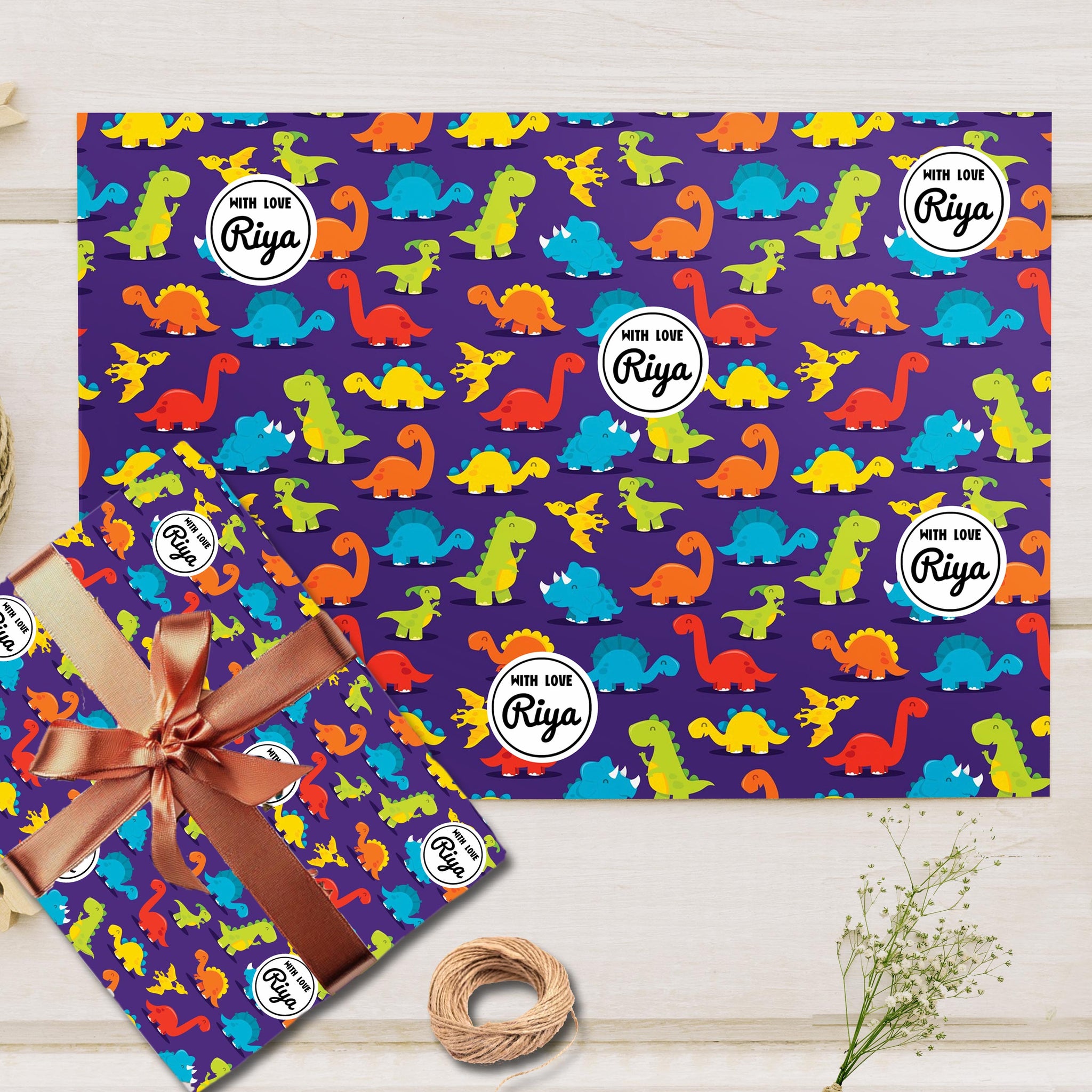 Custom Gift Wrapping Paper- Dino Palooza Theme
