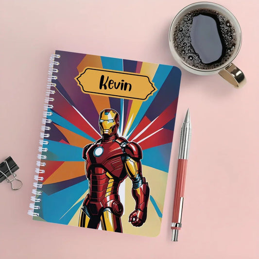 Personalised Notebook - A5 size - Iron Man Design - Chatterbox Labels - Notebook