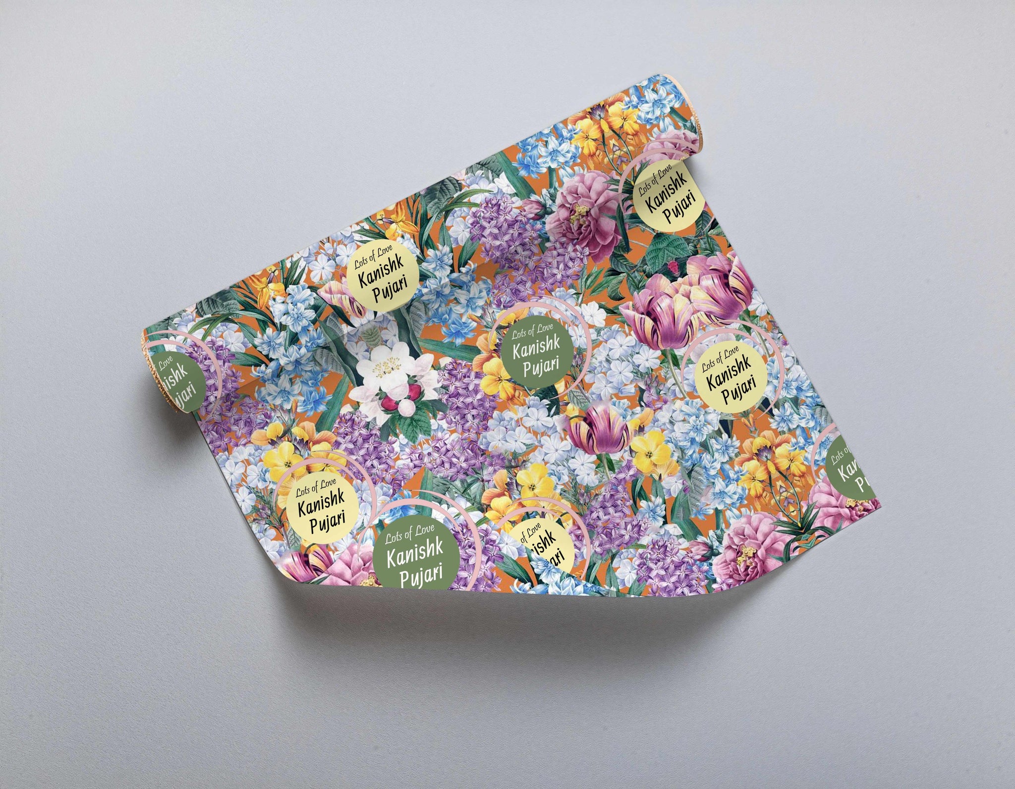 Personalised Gift Wrapping Paper - Bespoke Floral Dawn Chatterbox Labels