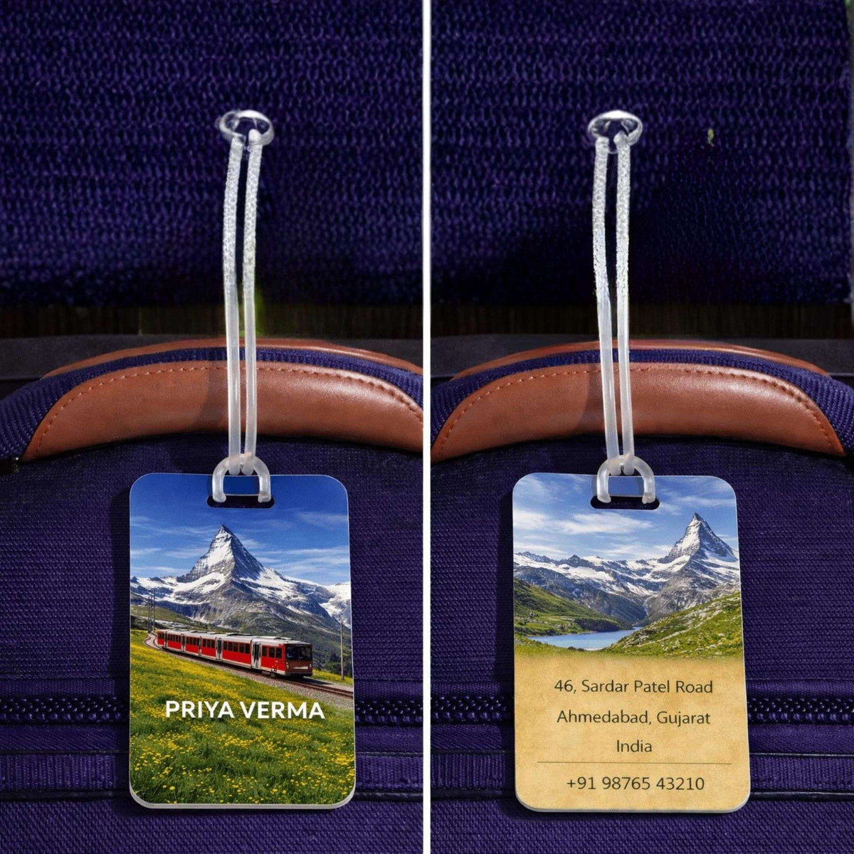 Personalised Luggage Tags - Switzerland Design - Chatterbox Labels - Luggage Tags