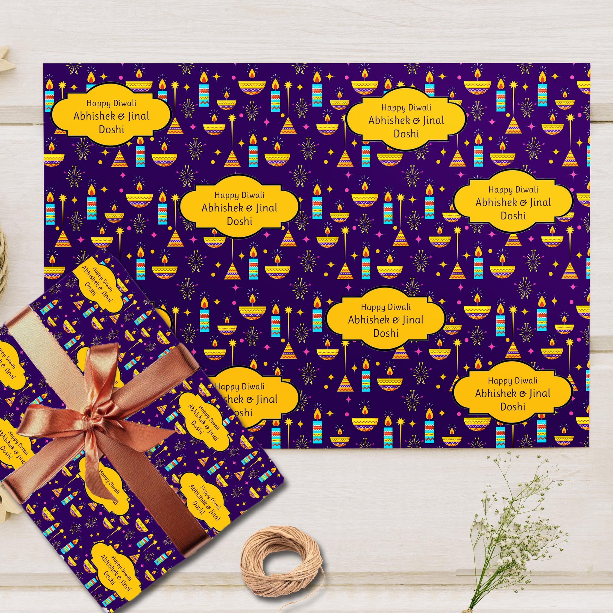 Custom Happy Diwali Gift Wrapping Paper - Luminous Diwali Theme