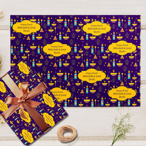 Custom Happy Diwali Gift Wrapping Paper - Luminous Diwali Theme