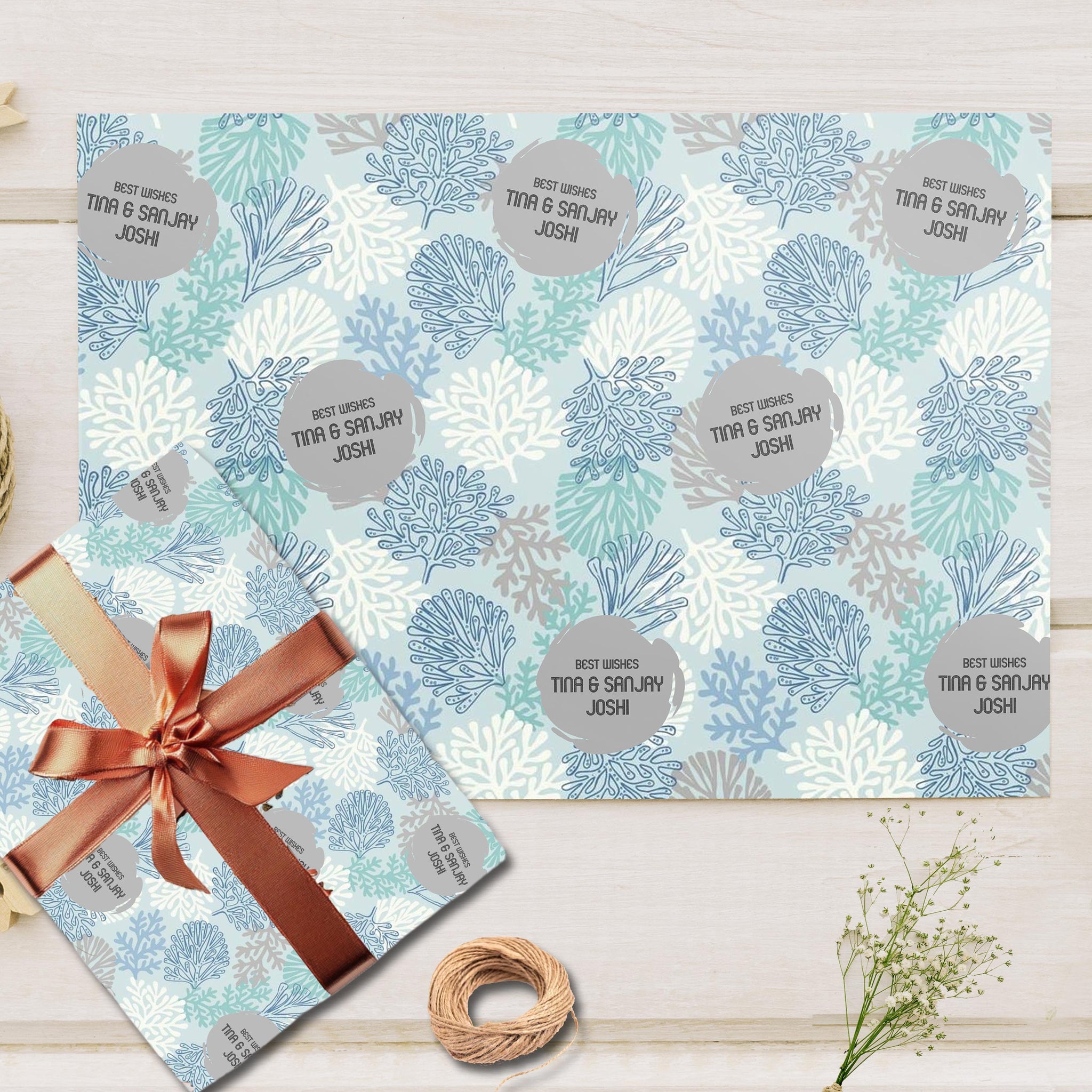 Custom Gift Wrapping Paper - Oceanic Flora