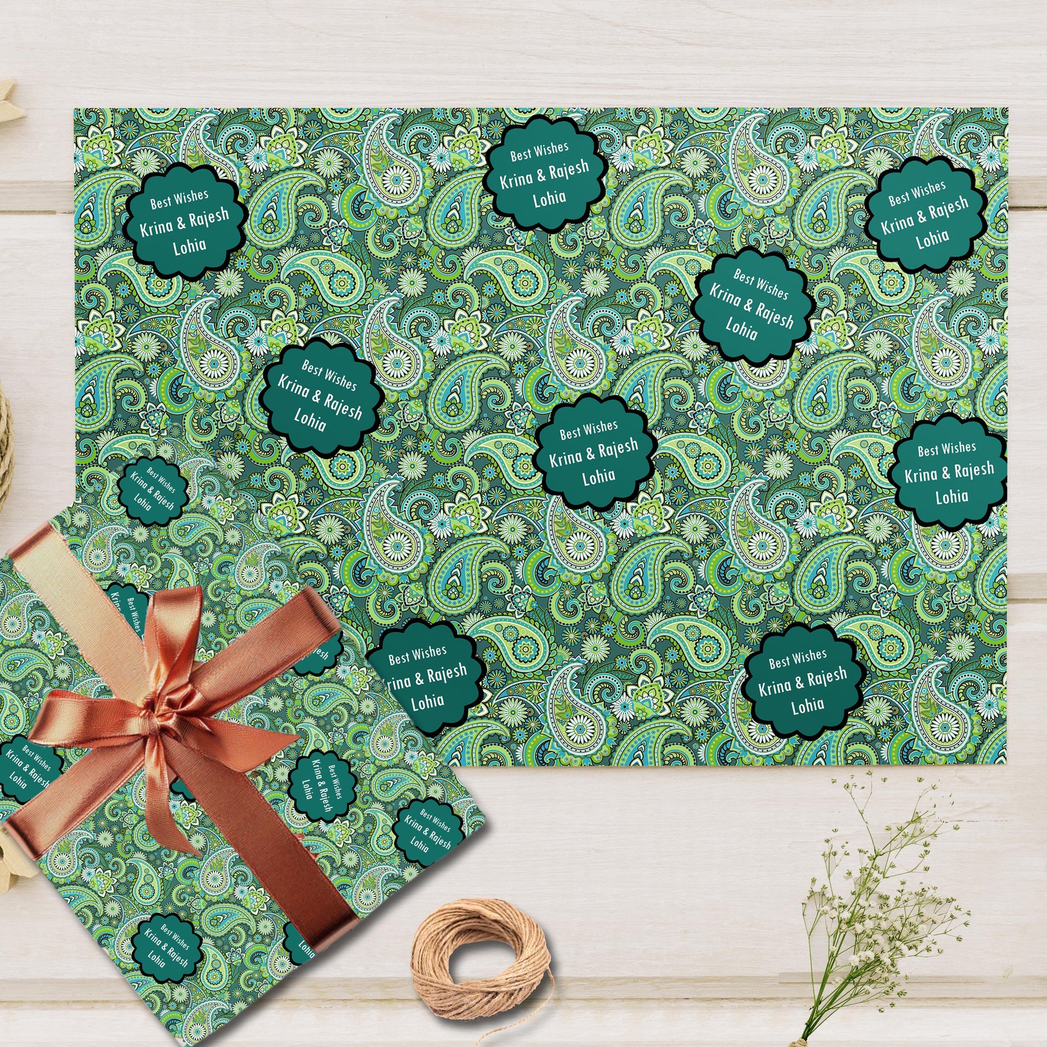 Custom Happy Diwali Gift Wrapping Paper - Paisley