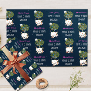 Custom Happy Diwali Gift Wrapping Paper - Pichwai Design
