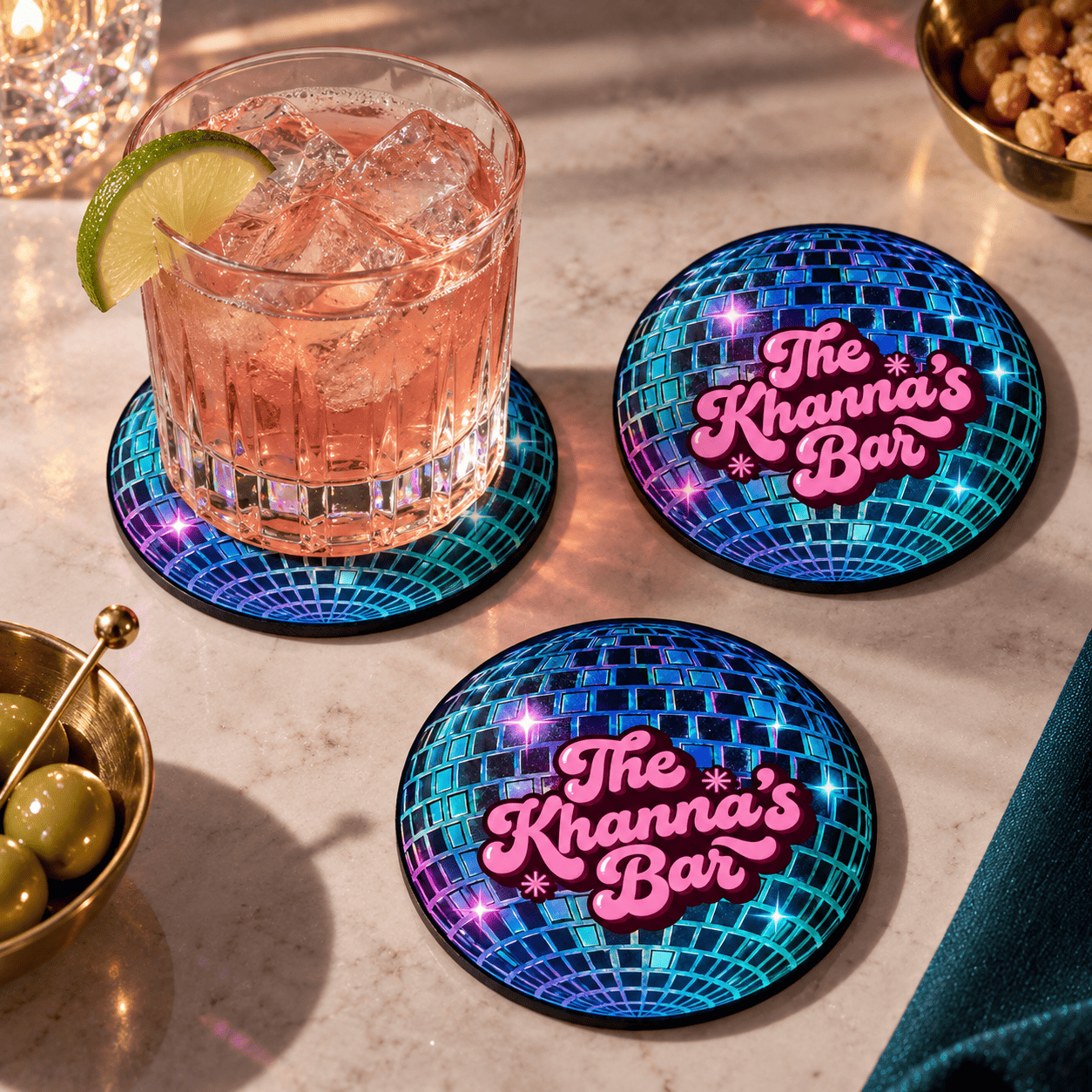 Personalised Coasters - The Disco Pour - Set of 6