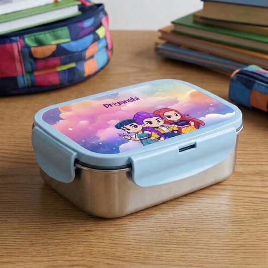 Custom Steel Snack Box & Lunch Box for Kids - K POP Design - Chatterbox Labels - Lunch Box