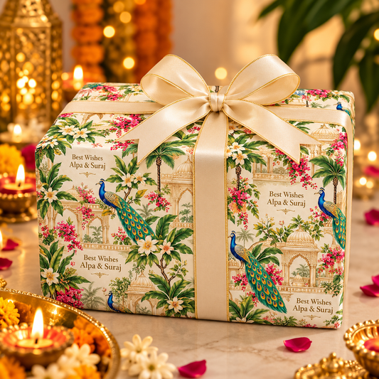 Custom Happy Diwali Gift Wrapping Paper - Jewel of Jaipur Design