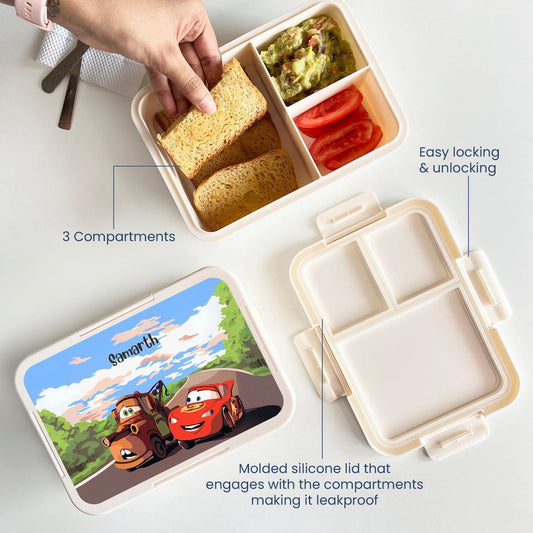 Custom Snack Box & Lunch Box for kids - Cars Theme - Chatterbox Labels - Lunch Box