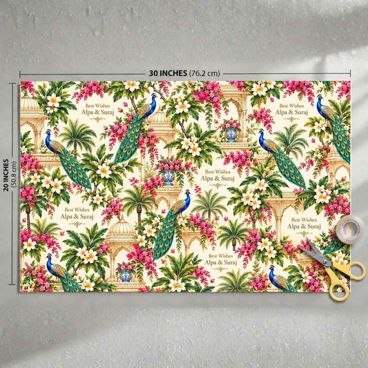 Custom Happy Diwali Gift Wrapping Paper - Jewel of Jaipur Design