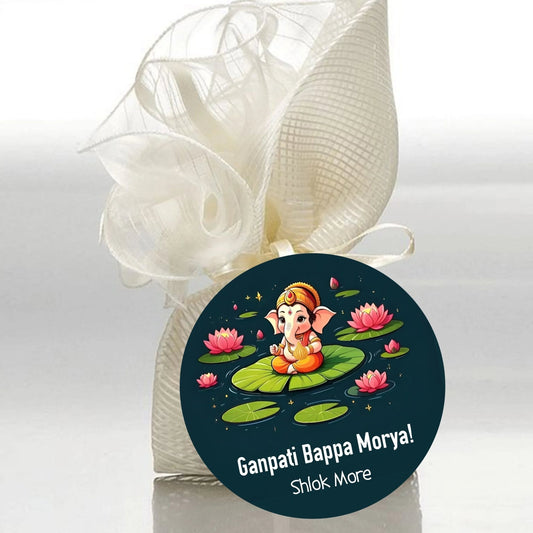 Ganesh Chaturthi Gift tags / Gift Stickers - Divine Lotus Ganesha Design - Chatterbox Labels - Gift Tags