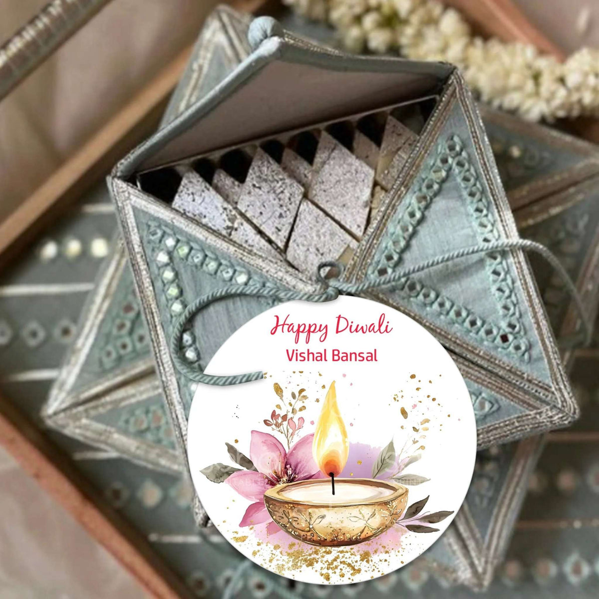 Happy Diwali Gift Tags/Gift Labels - Die - Cut Shape - Sacred Glow Design - Chatterbox Labels - Gift Tags