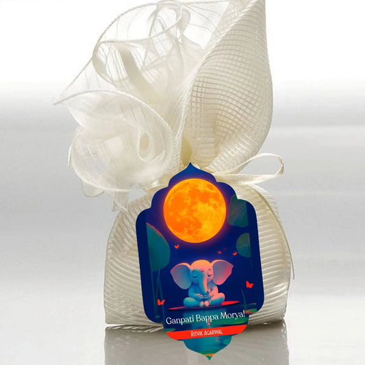 Ganesh Chaturthi Gift tags / Gift Stickers - Bappa Under the Moon Design - Chatterbox Labels - Gift Tags