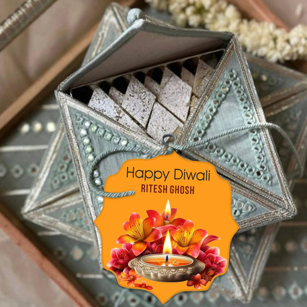 Happy Diwali Gift Tags/Gift Labels - Die - Cut Shape - Golden Petals Design - Chatterbox Labels - Gift Tags