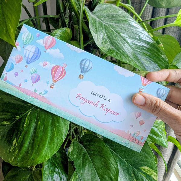 Personalised Money Envelopes - Pastel Hot Air Balloon Theme - Set of 20 - Chatterbox Labels - Envelopes