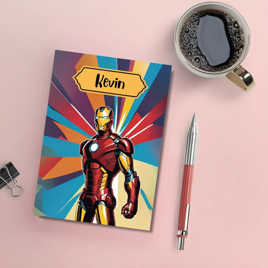 Personalised Notebook - A5 size - Iron Man Design - Chatterbox Labels - Notebook