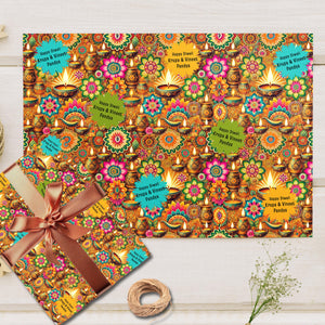 Custom Happy Diwali Gift Wrapping Paper - Bespoke Festive Symphony