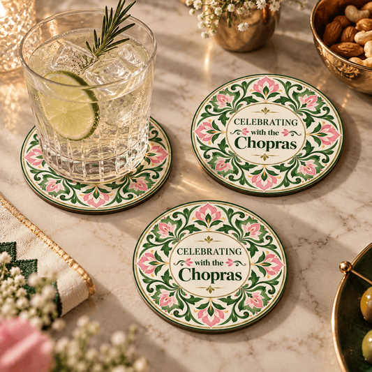 Personalised Coasters - Floral Royale - Set of 6 - Chatterbox Labels-Coasters