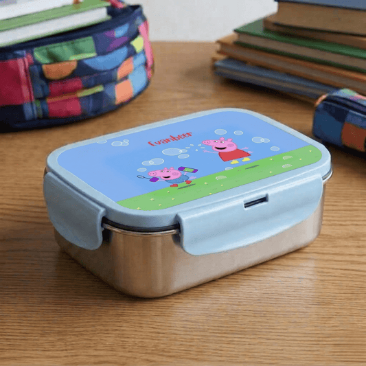 Custom Steel Snack Box & Lunch Box for Kids - Peppa Pig Design - Chatterbox Labels - Lunch Box