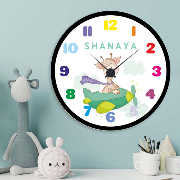 Personalised Wall Clock - Giraffe in the Clouds Chatterbox Labels