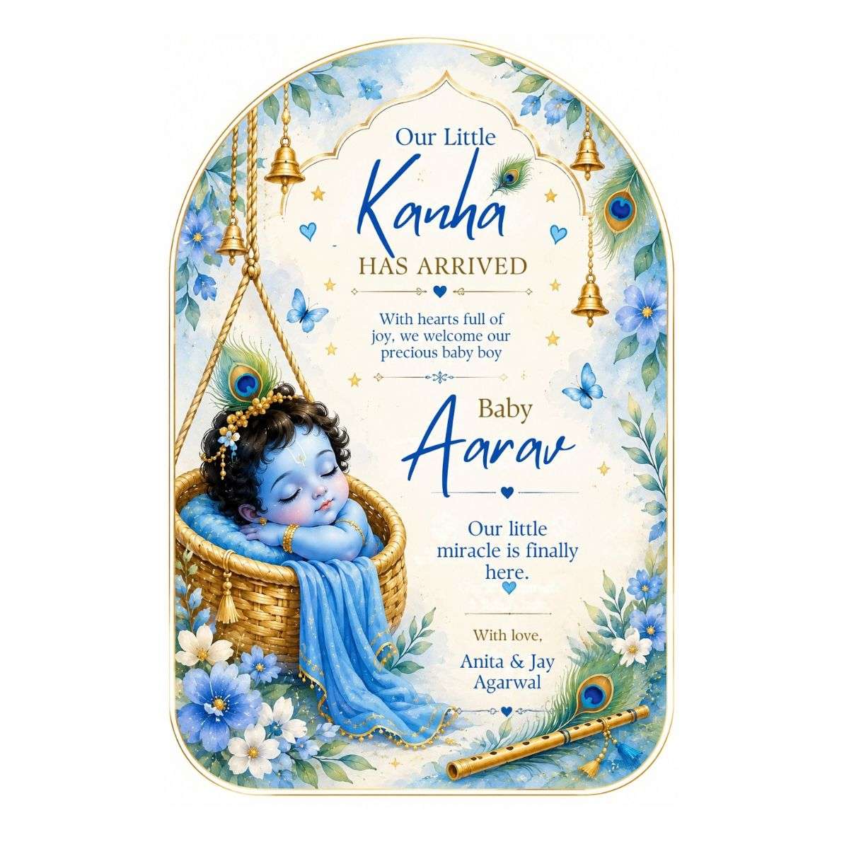 Birth Announcement Gift Tags & Gift Labels Kanha's Arrival Design