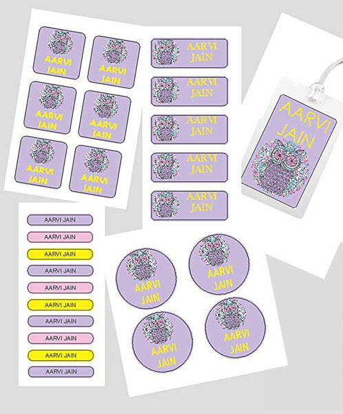 Assorted Waterproof Labels - Purple Owl Theme Chatterbox Labels