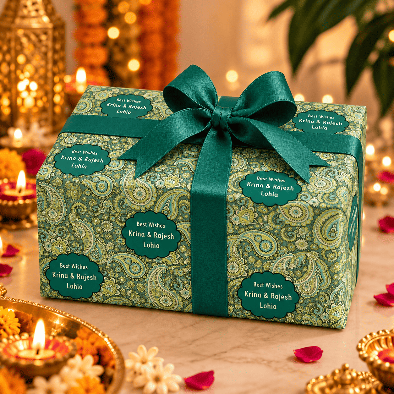 Custom Happy Diwali Gift Wrapping Paper - Paisley