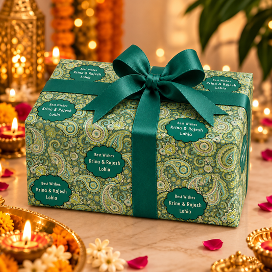 Custom Happy Diwali Gift Wrapping Paper - Paisley