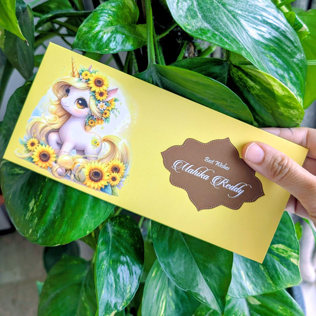 Personalised Money Envelopes - Yellow Unicorn Theme - Set of 20 - Chatterbox Labels - Envelopes